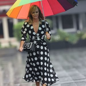 Amanda Holden Exits Heart Radio in Polka Dotted Dress (12 Photos) - Leaked Nudes
