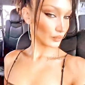 Bella Hadid Shows Off Her Tits in a Car (5 Pics + GIF & Video) – Leaked Nudes
