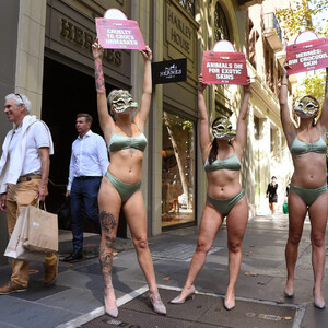 Bikini-clad Models in Crocodile Masks Protest (17 Photos) – Leaked Nudes