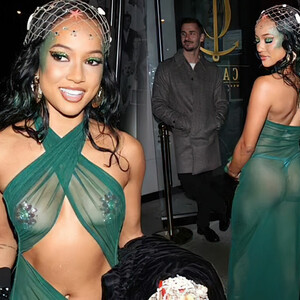 Karrueche Tran Goes Braless Under a Sheer Green Dress as she attends Doja Cat’s Birthday Party (64 Photos) – Leaked Nudes