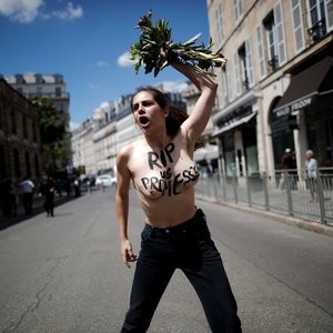 Topless Woman Protests in Front of the Elysee Palace in Paris (56 Photos) – Leaked Nudes